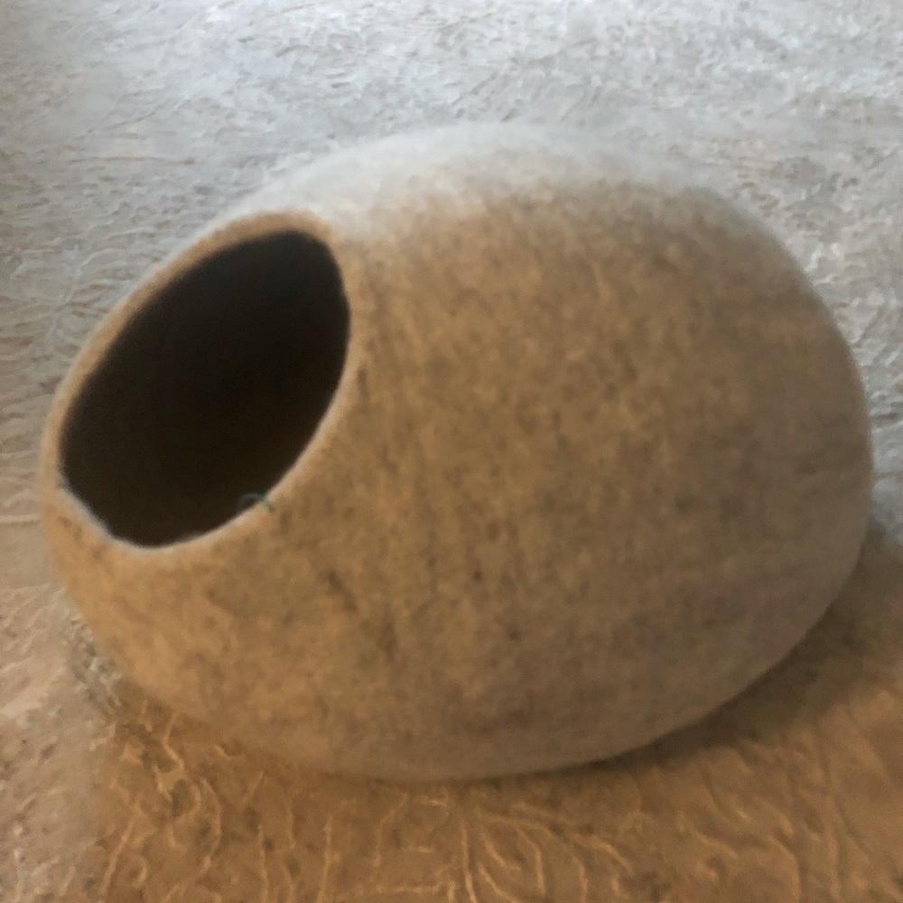 Grey Wool Felted Cat Cave